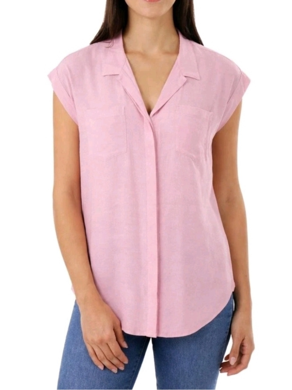 Jachs Girlfriend J.a.c.h.s. Girlfriend Womens Cap Sleeve Button-Front Top